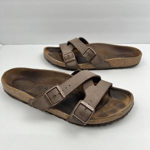 Birkenstock Yao Balance Womens 41 Brown Leather Sandals Birko Flor L10 M8
